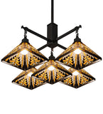 36"Sq Nuevo Mission 5 Lt Chandelier