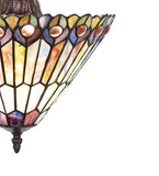 12"W Tiffany Jeweled Peacock Inverted Pendant