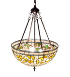 20"W Tiffany Turning Leaf Inverted Pendant