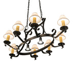 56"L Handforged Oval 8 Lt W/Downlight Chandelier