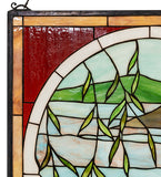 22"W X 30"H Tiffany Swans Landscape Stained Glass Window