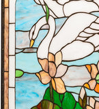 22"W X 30"H Tiffany Swans Landscape Stained Glass Window