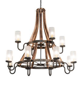 61"W Barrel Stave 12 Lt Chandelier