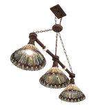 45"L Tiffany Jeweled Peacock 3 Lt Island Pendant