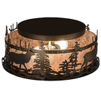16"W Elk At Dusk Wildlife Flush Mount