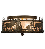 16"W Elk At Dusk Wildlife Flush Mount