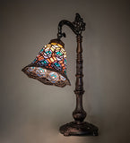 20"H Tiffany Peacock Feather Bridge Arm Table Lamp