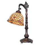 20"H Tiffany Fishscale Bridge Arm Table Lamp