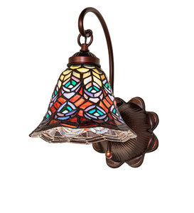 8"W Tiffany Peacock Feather Wall Sconce