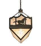 54"L Running Horses Oblong Inverted Pendant