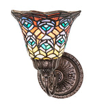 8"W Tiffany Peacock Feather Wall Sconce