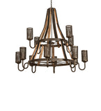 60"W Barrel Stave Winter Maple 12 Lt Two Tier Chandelier