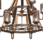 60"W Barrel Stave Winter Maple 12 Lt Two Tier Chandelier