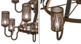 60"W Barrel Stave Winter Maple 12 Lt Two Tier Chandelier