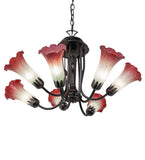 24"W Pink/White Tiffany Pond Lily 7 Lt Chandelier