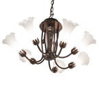24"W White Tiffany Pond Lily 7 Lt Chandelier