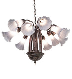 24"W Gray Tiffany Pond Lily 12 Lt Chandelier