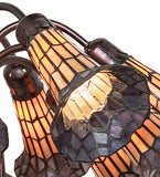 24"W Stained Glass Amber & Purple Pond Lily 12 Lt Chandelier