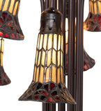 63"H Stained Glass Honey & Red Pond Lily 12 Light Floor Lamp