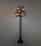 63"H Stained Glass Honey & Red Pond Lily 12 Light Floor Lamp