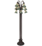 63"H Stained Glass Green Pond Lily 12 Lt Floor Lamp