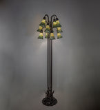 63"H Stained Glass Green Pond Lily 12 Lt Floor Lamp