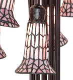 63"H Stained Glass Pink Pond Lily 12 Lt Floor Lamp