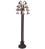 63"H Stained Glass Pink Pond Lily 12 Lt Floor Lamp