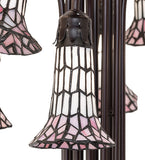 63"H Stained Glass Pink Pond Lily 12 Lt Floor Lamp