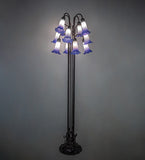 63"H Blue/White Tiffany Pond Lily 12 Lt Floor Lamp