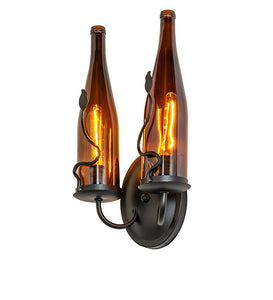 9"W Tuscan Vineyard 2 Lt Wine Bottle Wall Sconce