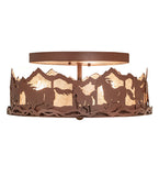 16"W Running Horses Flush Mount