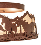 16"W Running Horses Flush Mount