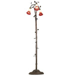 58"H Seafoam/Cranberry Pond Lily 3 Lt Floor Lamp