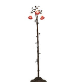 58"H Red/White Pond Lily 3 Lt Floor Lamp