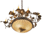 42"L Greenbriar Oak 8 Arm Chandelier