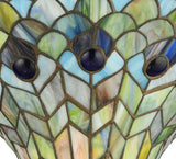 73"H Tiffany Jeweled Peacock Torchiere