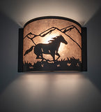 12"W Running Horses Wall Sconce