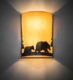 10"W Pine Tree and Bear Wall Sconce