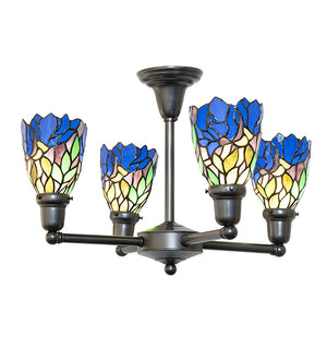 24"W Iris Revival 4 Lt Chandelier