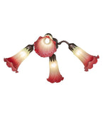 19"W Seafoam/Cranberry Tiffany Pond Lily 4 Lt Fan Light