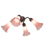 19"W Pink Tiffany Pond Lily 4 Lt Fan Light