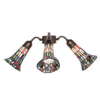 19"W Stained Glass Multicolored Pond Lily 4 Lt Fan Light