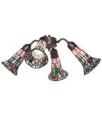 19"W Stained Glass Multicolored Pond Lily 4 Lt Fan Light