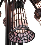 24"H Stained Glass Pink Pond Lily 10 Lt Table Lamp