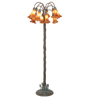 61"H Amber Tiffany Pond Lily 12 Lt Floor Lamp