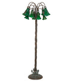 61"H Green Tiffany Pond Lily 12 Lt Floor Lamp