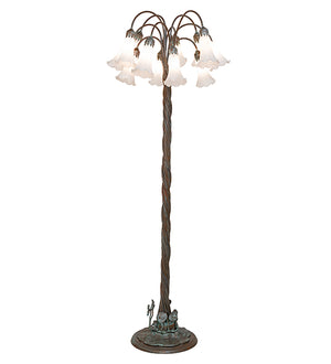 61"H White Tiffany Pond Lily 12 Lt Floor Lamp