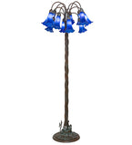 61"H Blue Tiffany Pond Lily 12 Lt Floor Lamp
