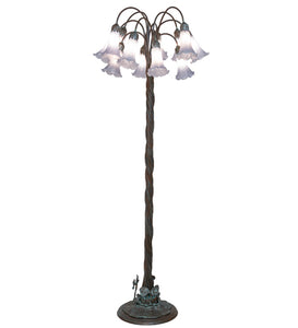 61"H Gray Tiffany Pond Lily 12 Lt Floor Lamp